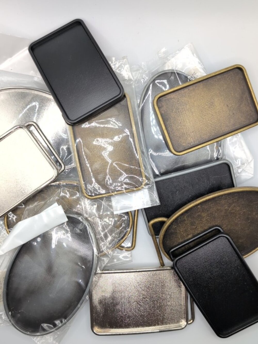 SOLD Lot of 12 New Unused Belt Buckle Blanks for Resin Crafts Art Various Colors